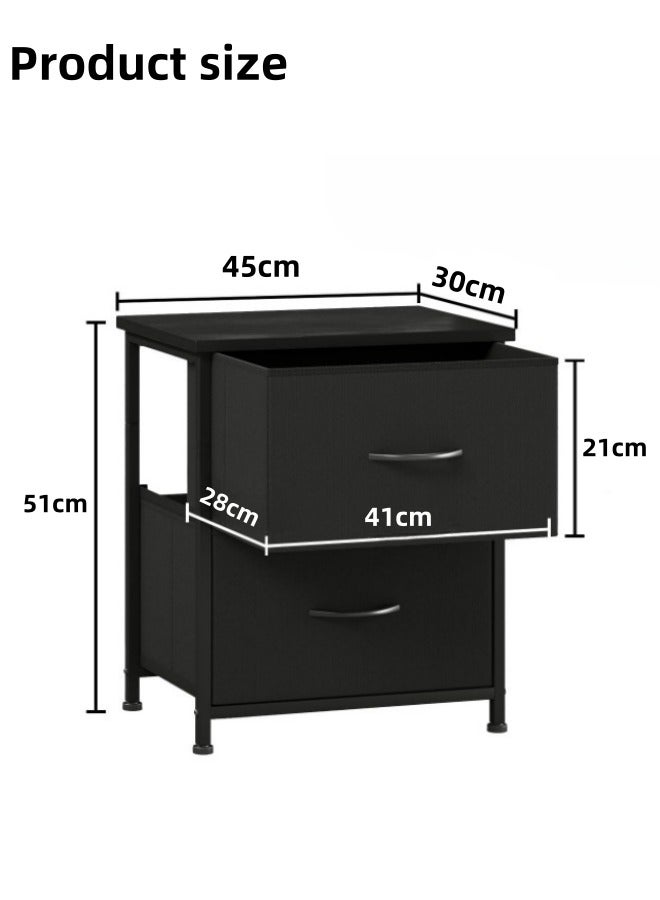 هارلان طاولة سرير جانبية بدرجين، طاولة سرير جانبية بسيطة، طاولة سرير جانبية بأدراج قماشية، طاولة جانبية مع مساحة تخزين لغرفة النوم، غرفة النوم المشتركة، غرفة الضيوف، غرفة المعيشة، لون - Image 5