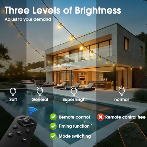 KYY 54(48+6) FT Solar String Lights Outdoor with USB Port Remote, Waterproof and Shatterproof Patio with Solar Powered Panel, LED Vintage Edison Bulbs, Heavy-Duty and UL Listed Market Lights - Image 4