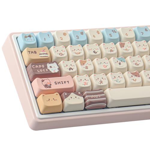 TYRIXKI PBT Keycaps 142 Keys Cute Keycaps Dye-Sublimation Sea Salt Cat Keycap Mao Profile Custom Keycap for Cherry Gateron MX Swithes Mechanical Keyboards - Image 1