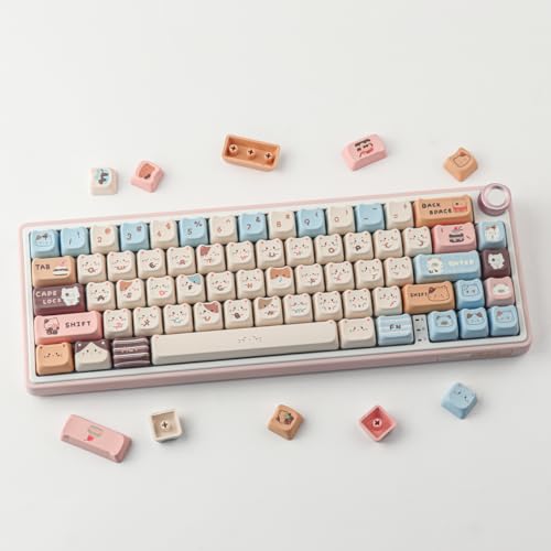 TYRIXKI PBT Keycaps 142 Keys Cute Keycaps Dye-Sublimation Sea Salt Cat Keycap Mao Profile Custom Keycap for Cherry Gateron MX Swithes Mechanical Keyboards - Image 3