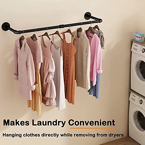 UlSpeed Wall Mounted Clothes Rack 38.4in, Industrial Pipe Wall Mount Clothing Rack, Heavy Duty Iron Garment Racks, Space Saver Multi-purpose Hanging Rod for Laundry Room, Closet Storage, 2 Packs - Image 2