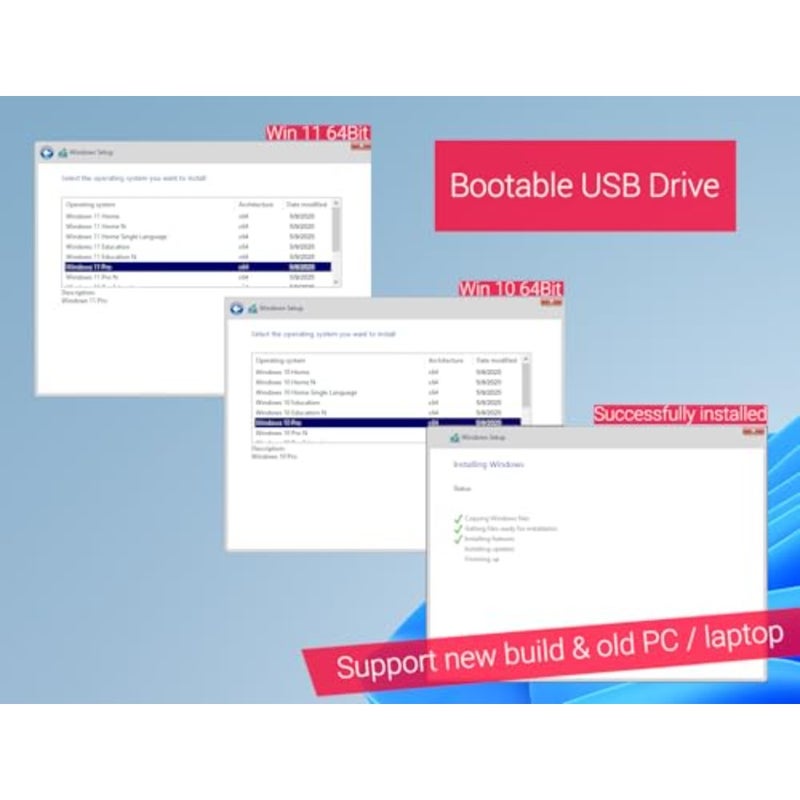 32GB Bootable USB Drive for Windows 11/10: Password Reset, WiFi/LAN Support, UEFI Legacy Compatible, Reinstall/Upgrade/Recovery, WINPE Repair Tool, Universal PC Compatibility - Image 2