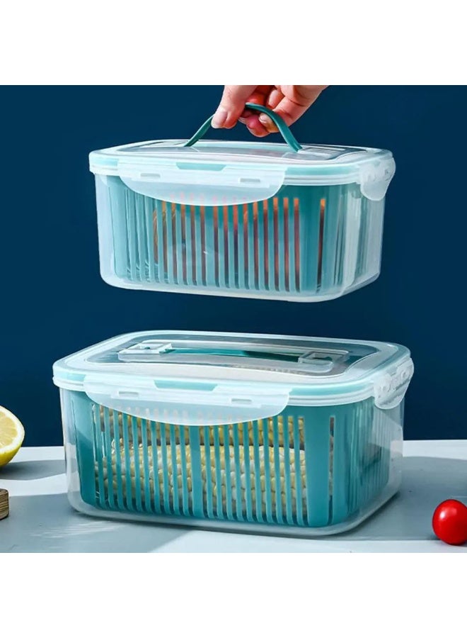طقم علب تلاجه 5*1 طقم علب ثلاجة بالمصفاة 5 قطع بلاستيك صحي الطقم 5 قطع مقاسات مختلفة مزوده ب مصفي بلاستيك ل تصفيه الخضروات او الفاكهه غطاء محكم الغلق غطاء بلاستيك بكلبسات مزودة بفتحات تهوية بتدخل غسالة الاطباق مقاسات مختلفة