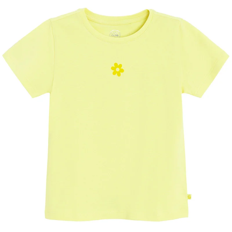 Cool Club تيشيرت قطن أصفر بألياف لدنة بأكمام قصيرة