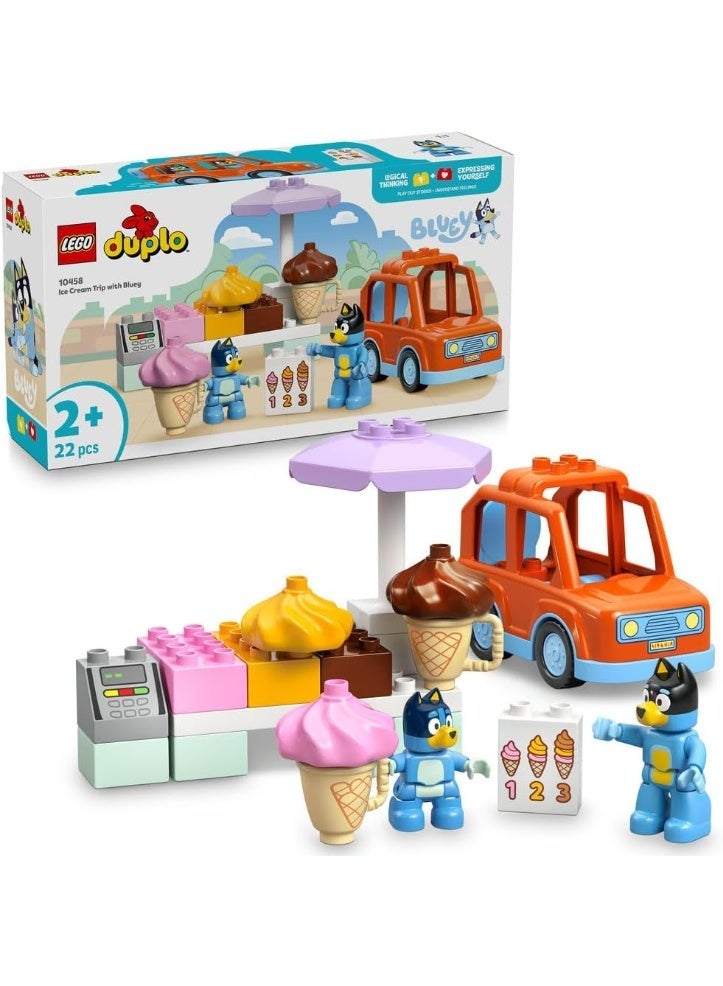 ليغو LEGO Bluey: Ice Cream Trip with Bluey - Ice Cream Stand & Vehicle Playset - 10458 - Image 1