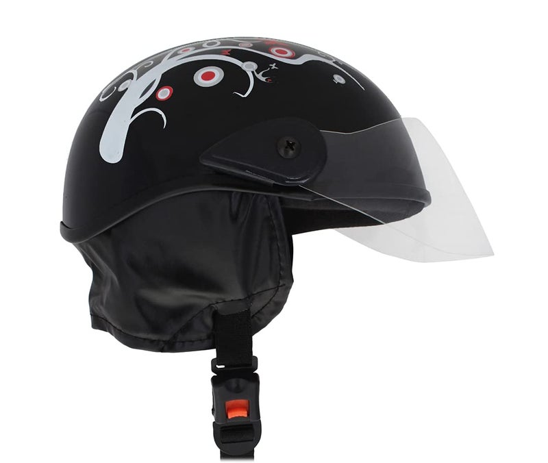Western Era Stylish Half Face Helmet for Kids || Baby Safety and Comfort || (3-12 Years) (Design 2, Black Glossy - Red) - Image 5