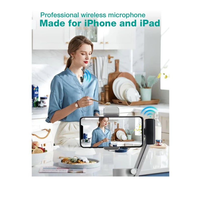 SOLARAE K10 Wireless Lavalier Microphone for iPhone iPad, iPhone Microphone Noise Canceling, Lapel Microphone with 2 Mini Microphones, Lav Mic for YouTube, Facebook and TikTok - Image 2