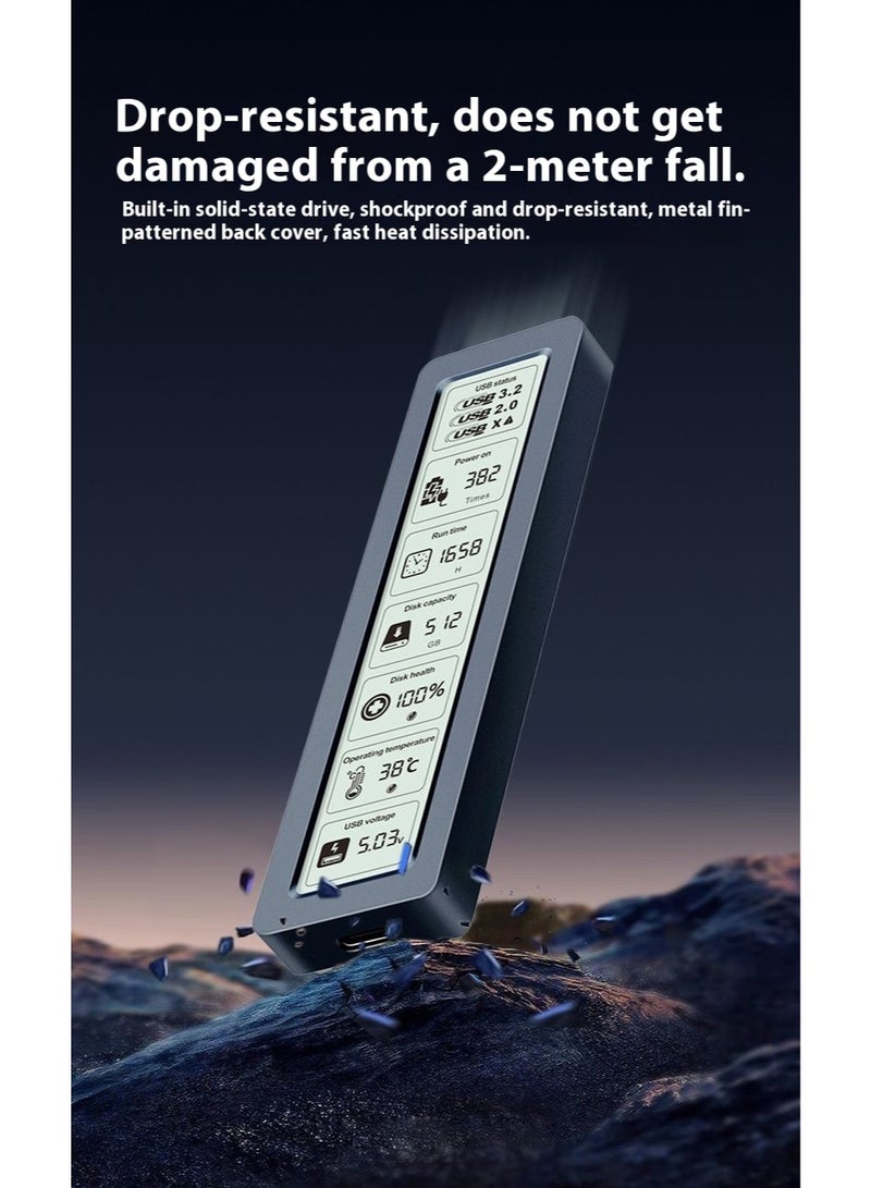 High-Speed M.2 SSD Enclosure USB 3.2 Type-C Smart Display Cooling Shockproof Portable for 2230/2242/2260/2280 - Image 5
