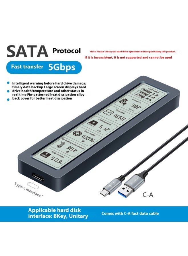 علبة M.2 SSD عالية السرعة USB 3.2 Type-C بشاشة ذكية تبريد مقاومة للصدمات محمولة لأحجام 2230/2242/2260/2280 - Image 2