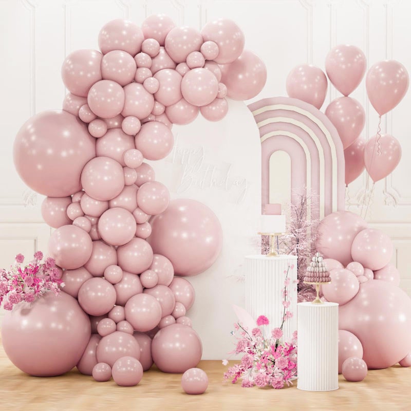 PartyWoo Dusty Pink Balloons 152pcs Different Sizes of 18 12 10 5 Inch Boho Blush Lilac Pink Latex Balloons for Birthday Baby Shower Graduation Anniversary Bachelorette Party Decorations Pink-F54 - Image 1