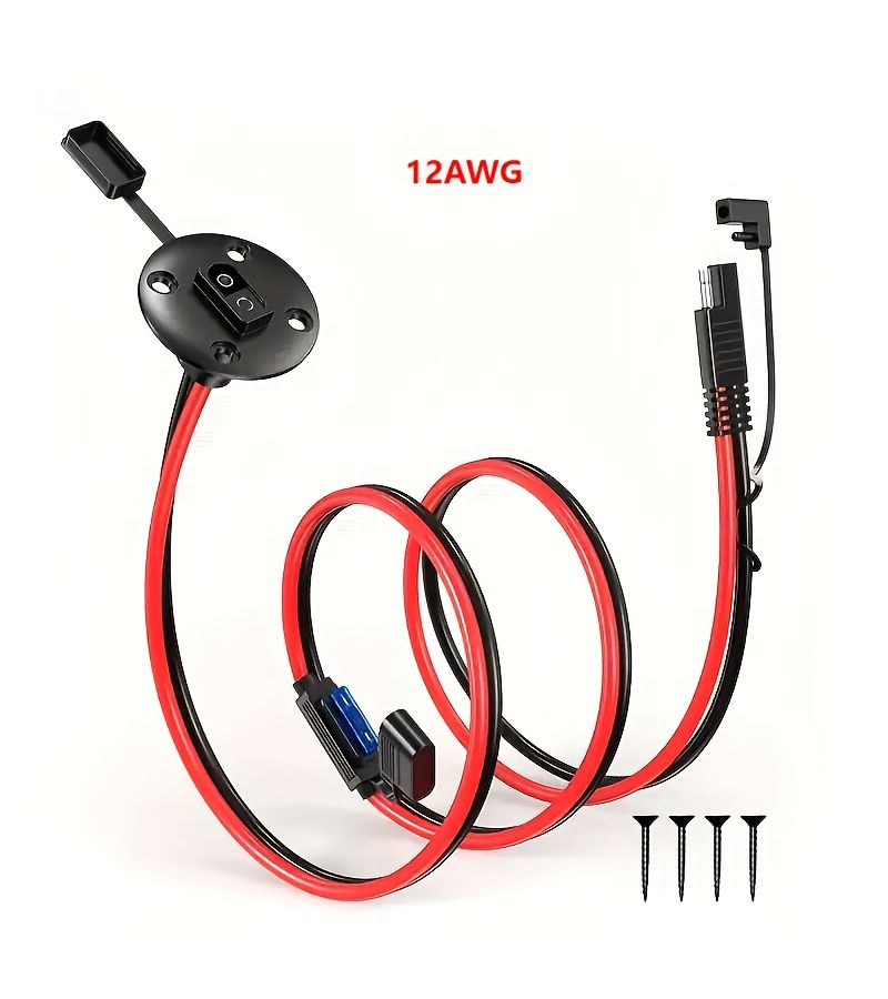 كابل تمديد موصل SAE Flush Mount 12 AWG 10 قدم، مقبس طاقة ثنائي الأطراف لتوصيل المنفذ الجداري الجانبي للمركبات الترفيهية (RV) - Image 2