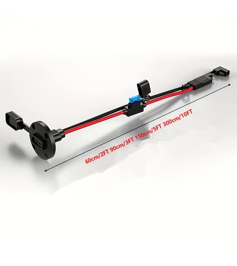 كابل تمديد موصل SAE Flush Mount 12 AWG 10 قدم، مقبس طاقة ثنائي الأطراف لتوصيل المنفذ الجداري الجانبي للمركبات الترفيهية (RV) - Image 1