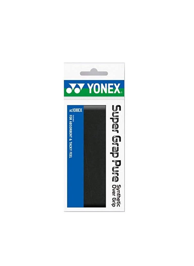 Yonex Yonex AC108EX Super Grap Pure Badminton Racquet Grip, Black | Absorbent & Tacky Synthetic Leather Grip | Polyurethane Material | Improves Playability | Sweat Absorbing, Extra Firm Grip  - Image 3