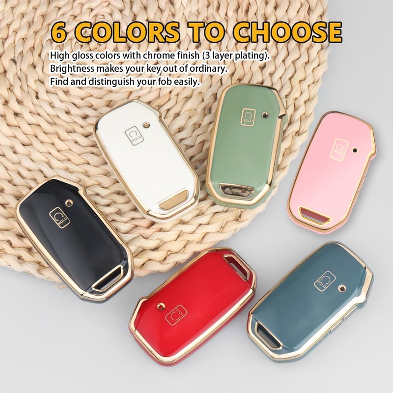 FT FUNTOR for Kia Key Fob Cover,Compatible with Kia Soul Forte Telluride K5 Seltos NIRO Sportage Sorento,5 Buttons TPU for K5 Key Fob Cover with Golden Edge (Pink) - Image 5