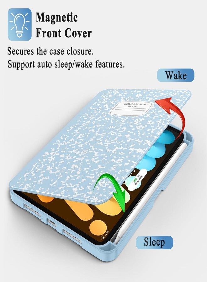 Supveco جراب Supveco لجهاز iPad Mini (A17 Pro) 2024 / iPad Mini الجيل السادس 2021 مع حامل قلم - [تشغيل/إيقاف تلقائي]، جراب حماية نحيف مع غطاء خلفي من مادة TPU الناعمة لجهاز iPad Mini 8.3 بوصة 2024/2021 - أزرق ثلجي - Image 4