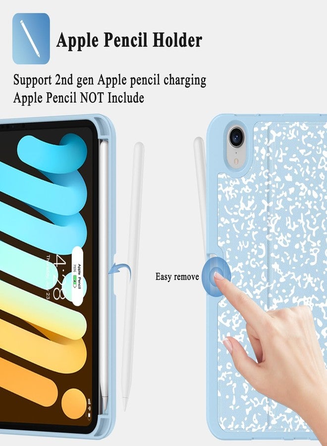 Supveco جراب Supveco لجهاز iPad Mini (A17 Pro) 2024 / iPad Mini الجيل السادس 2021 مع حامل قلم - [تشغيل/إيقاف تلقائي]، جراب حماية نحيف مع غطاء خلفي من مادة TPU الناعمة لجهاز iPad Mini 8.3 بوصة 2024/2021 - أزرق ثلجي - Image 3