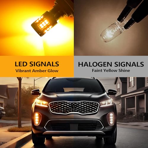 Zyvirexa 1157 LED Turn Signal Bulbs Compatible For Kia Sorento 2003-2020 & 2022-2023 (Front), 2357 Bulb, Amber Yellow, Plug and Play, Pack of 2 - Image 2