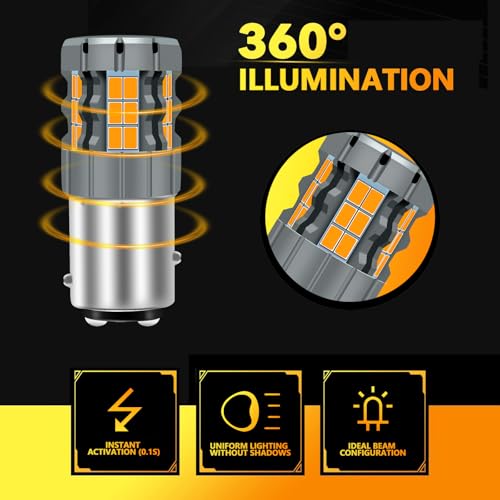 Zyvirexa 1157 LED Turn Signal Bulbs Compatible For Kia Sorento 2003-2020 & 2022-2023 (Front), 2357 Bulb, Amber Yellow, Plug and Play, Pack of 2 - Image 3