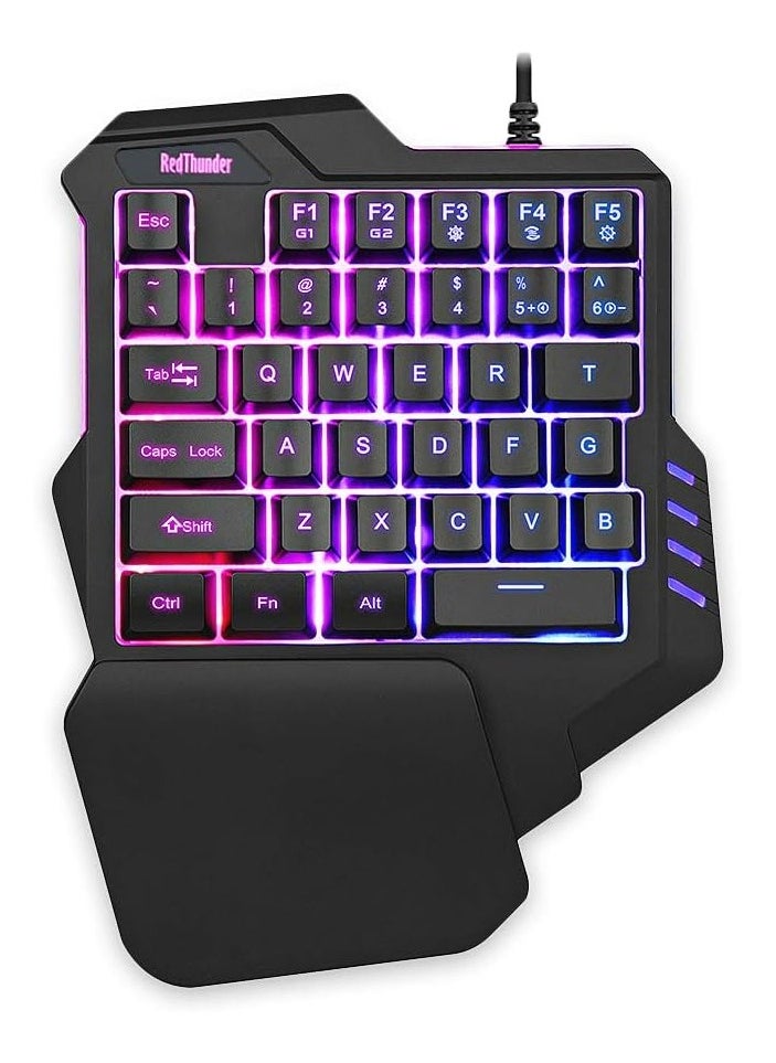 Denx - G92 One-Handed RGB Backlit Gaming Keyboard, Portable Mini Gaming Keyboard, Ergonomic Controller for PC PS4 Xbox - Image 1