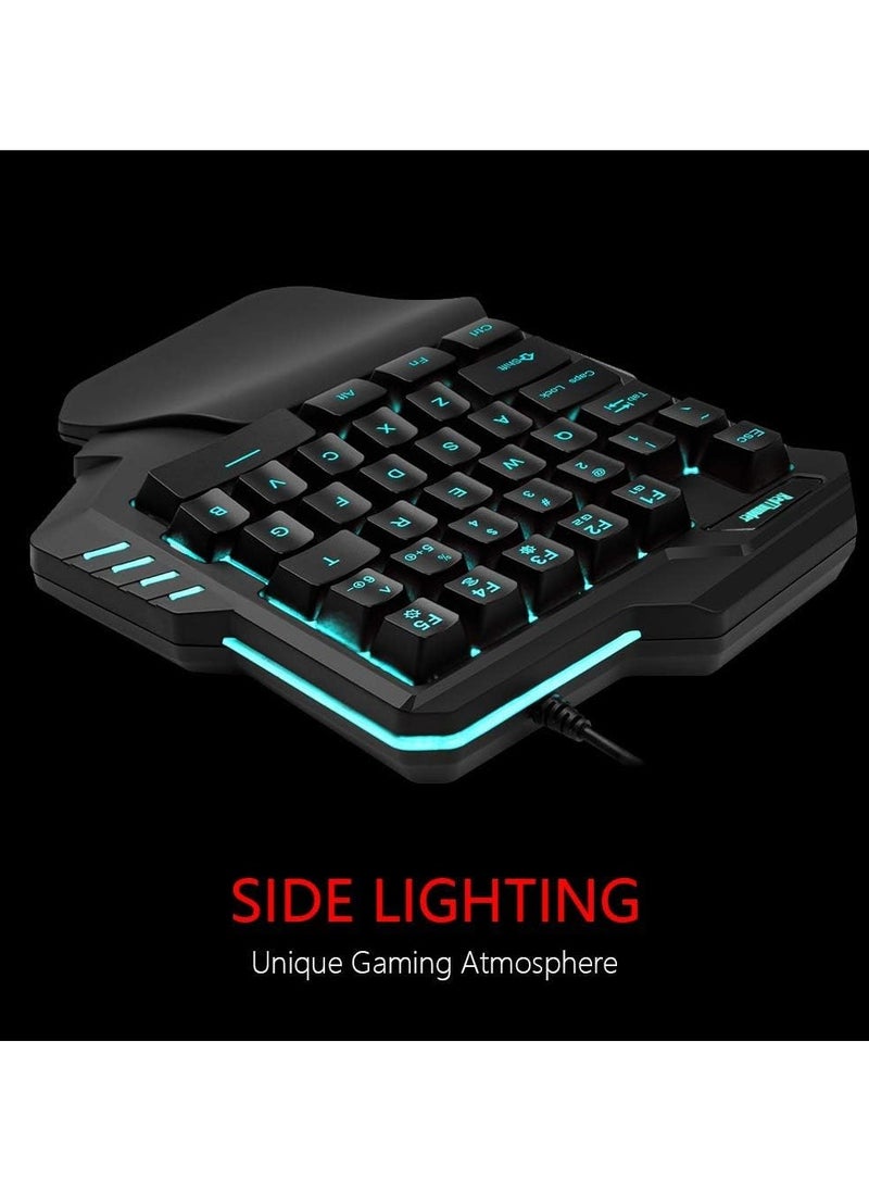 Denx - G92 One-Handed RGB Backlit Gaming Keyboard, Portable Mini Gaming Keyboard, Ergonomic Controller for PC PS4 Xbox - Image 1