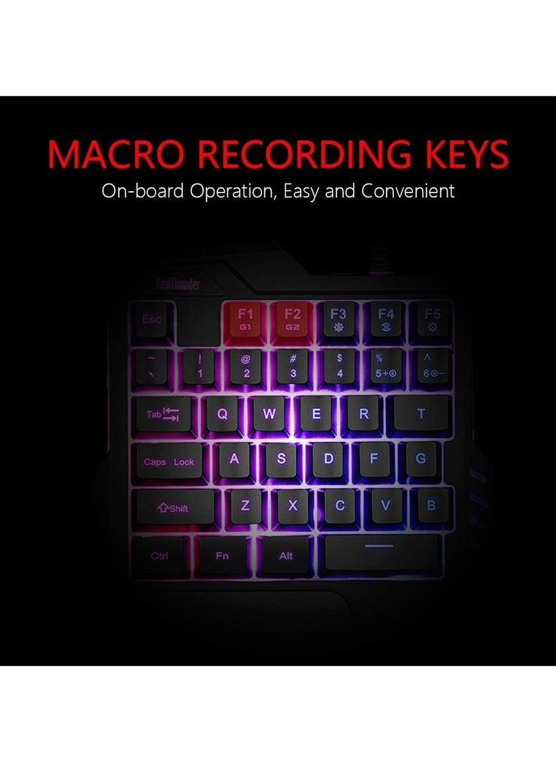 Denx - G92 One-Handed RGB Backlit Gaming Keyboard, Portable Mini Gaming Keyboard, Ergonomic Controller for PC PS4 Xbox - Image 1