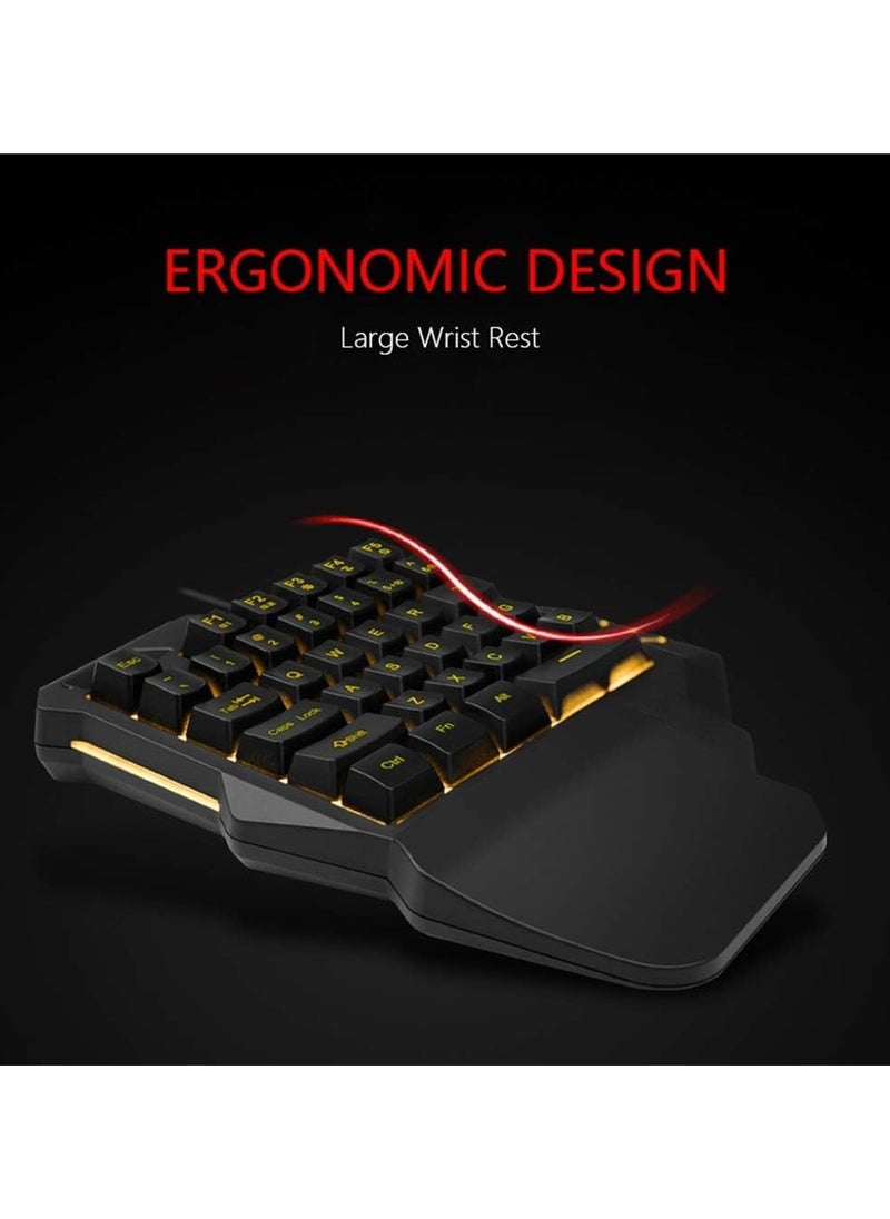 Denx - G92 One-Handed RGB Backlit Gaming Keyboard, Portable Mini Gaming Keyboard, Ergonomic Controller for PC PS4 Xbox - Image 1