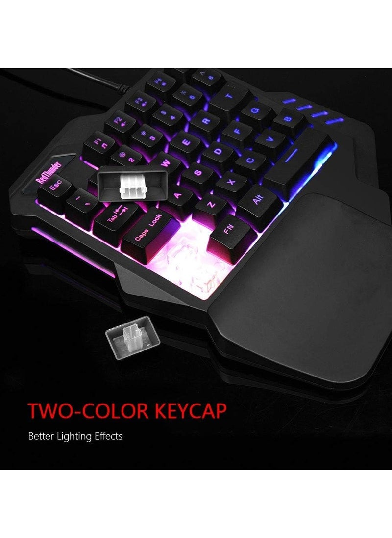 Denx - G92 One-Handed RGB Backlit Gaming Keyboard, Portable Mini Gaming Keyboard, Ergonomic Controller for PC PS4 Xbox - Image 1