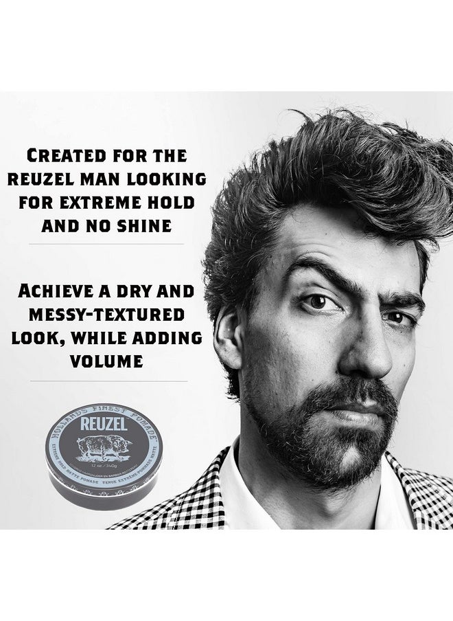 رويزل كريم تصفيف الشعر REUZEL Extreme Hold Matte Pomade، أقوى ثبات طوال اليوم، قابل للذوبان في الماء، لا لمعان ولا قشور، سهل الغسل، مناسب لجميع أنواع الشعر وتسريحات الشعر، 113 مل  - Image 2