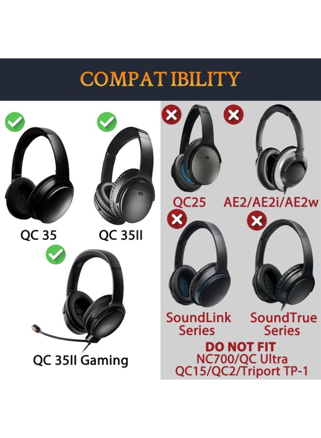 شابية غطاء عصابة الرأس لسماعات الرأس Bose QC35 وQuietComfort 35 II (QC35 ii)، قطعة إصلاح وسادة عصابة الرأس البديلة (أسود) - Image 2
