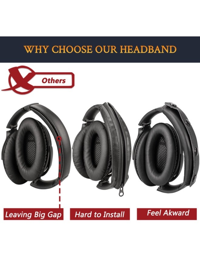 شابية غطاء عصابة الرأس لسماعات الرأس Bose QC35 وQuietComfort 35 II (QC35 ii)، قطعة إصلاح وسادة عصابة الرأس البديلة (أسود) - Image 4