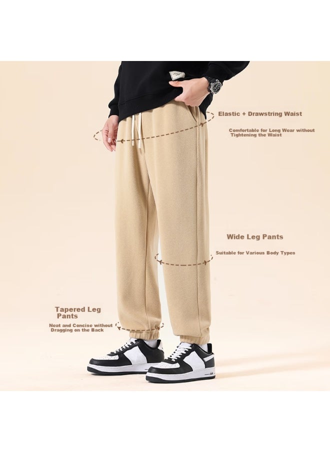 Miniso Miniso Men's Autumn And Winter Plush Fleece Jogger Pants With Cuffed Hem, Double-sided Fleece Lined, Men's Warm Sports Pants Black Xl  - Image 4