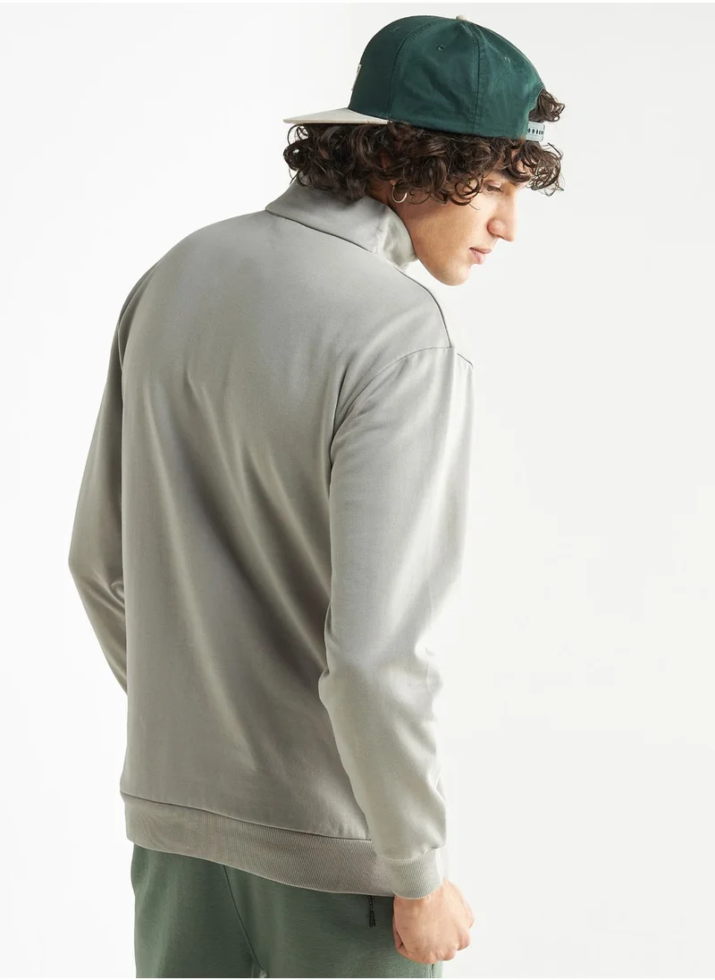 فاف Slogan Zip Through High Neck Sweatshirt