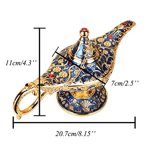 Gusnilo Legend Aladdin Magic Genie Light Lamp Pot Classic Silver(Golden Blue) - Image 3