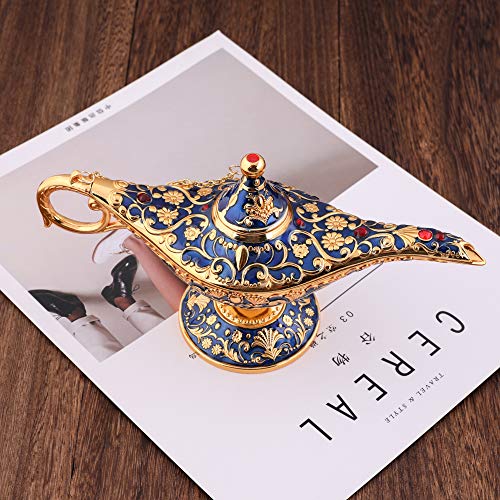 Gusnilo Legend Aladdin Magic Genie Light Lamp Pot Classic Silver(Golden Blue) - Image 4