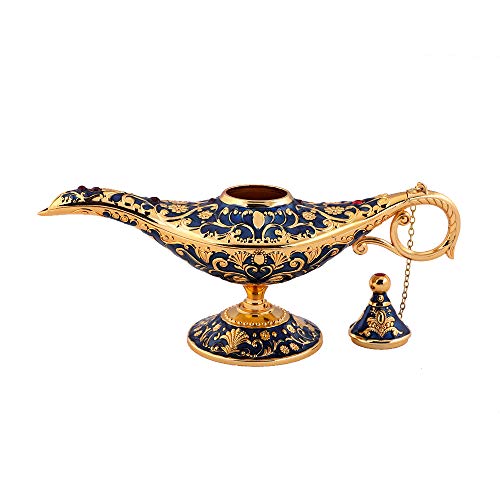 Gusnilo Legend Aladdin Magic Genie Light Lamp Pot Classic Silver(Golden Blue) - Image 5