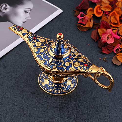 Gusnilo Legend Aladdin Magic Genie Light Lamp Pot Classic Silver(Golden Blue) - Image 2
