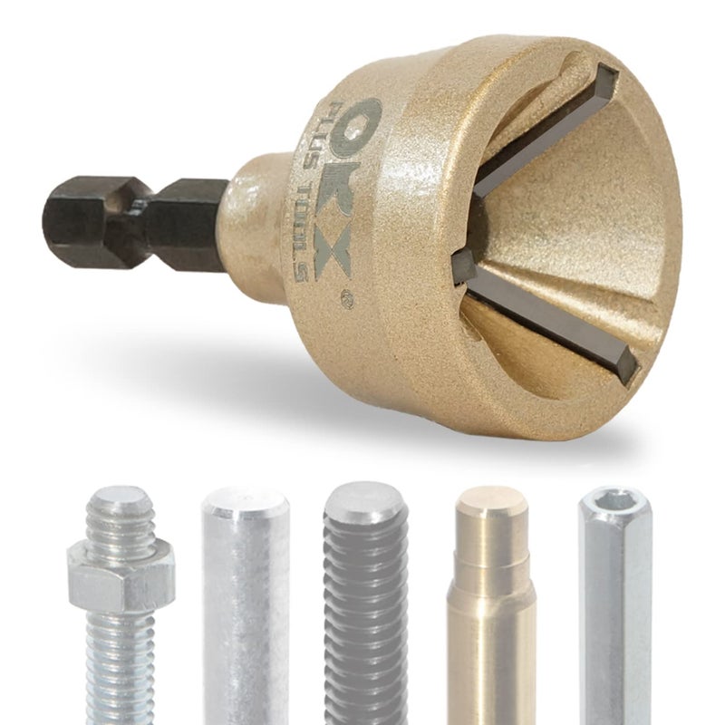 ORX PLUS TOOLS ORXPLUS Tools Deburring External Chamfer Tool, Tungsten Blade, Deburring Drill Bit, Remove Burr Tools Suitable on Stainless Rod, Thread and Pipe for Fit 1/8"-3/4"(3mm-19mm) - Image 1