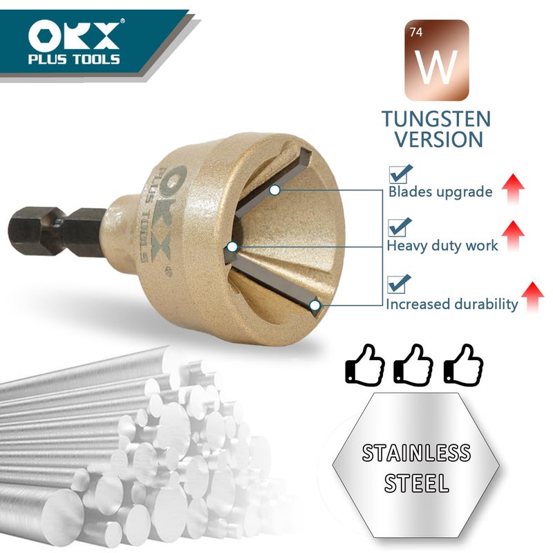ORX PLUS TOOLS ORXPLUS Tools Deburring External Chamfer Tool, Tungsten Blade, Deburring Drill Bit, Remove Burr Tools Suitable on Stainless Rod, Thread and Pipe for Fit 1/8"-3/4"(3mm-19mm) - Image 2