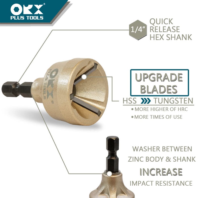 ORX PLUS TOOLS ORXPLUS Tools Deburring External Chamfer Tool, Tungsten Blade, Deburring Drill Bit, Remove Burr Tools Suitable on Stainless Rod, Thread and Pipe for Fit 1/8"-3/4"(3mm-19mm) - Image 3