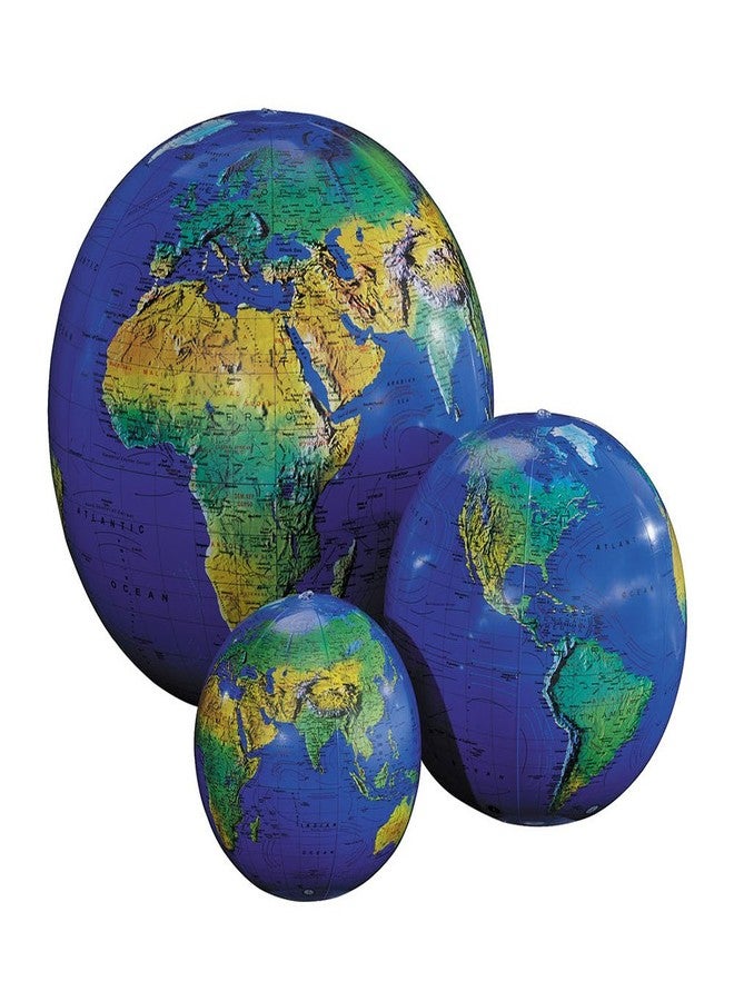 Replogle Globes Inflatable Topographical Globe, Dark Blue Ocean, 16-Inch Diameter - Image 1