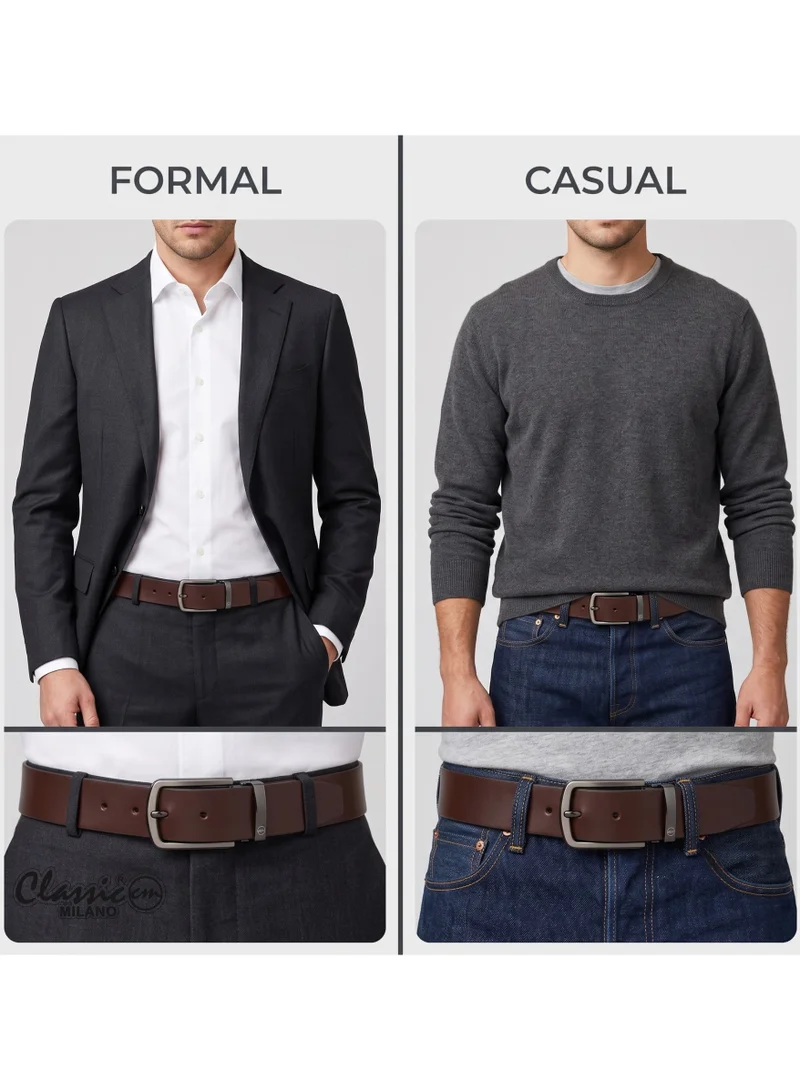 Classic Milano Classic Milano Genuine Leather Belt for Men – Black Formal Men's Belt – Men Belts for Office & Business Wear – Mens Belt Leather with Gift Box