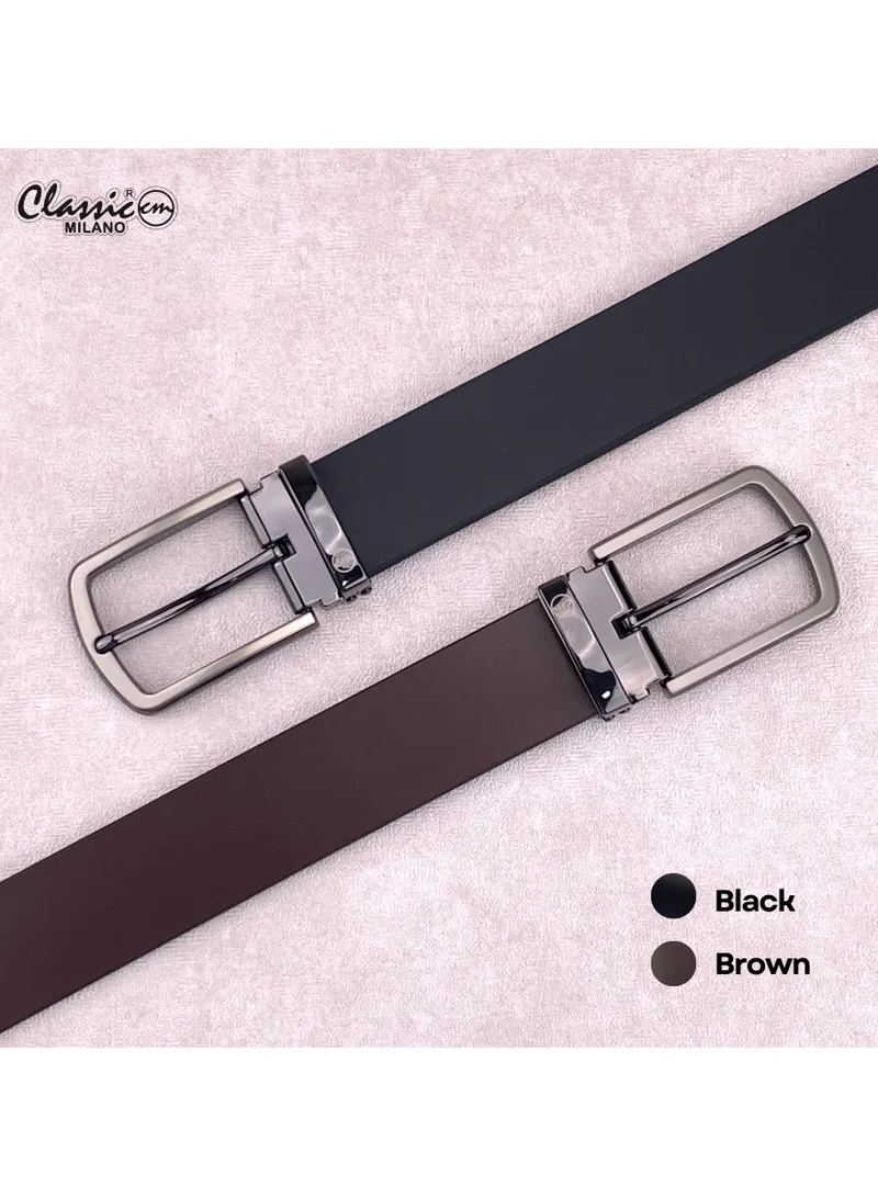 Classic Milano Brown (SM1102) Classic Milano Genuine Leather Belt for Men – Black Formal Men's Belt – Men Belts for Office & Business Wear – Mens Belt Leather with Gift Box for Men | Best Price UAE