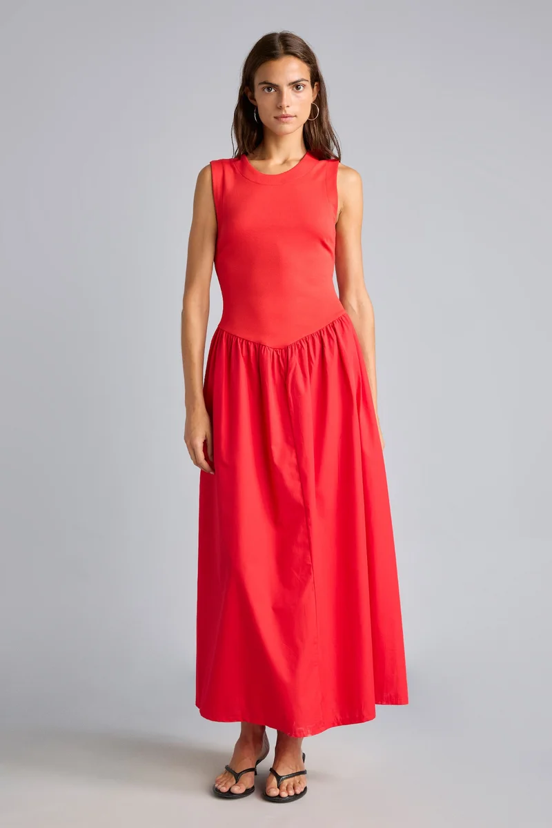 ديفاكتو Crew Neck Short Sleeve Midi Dress