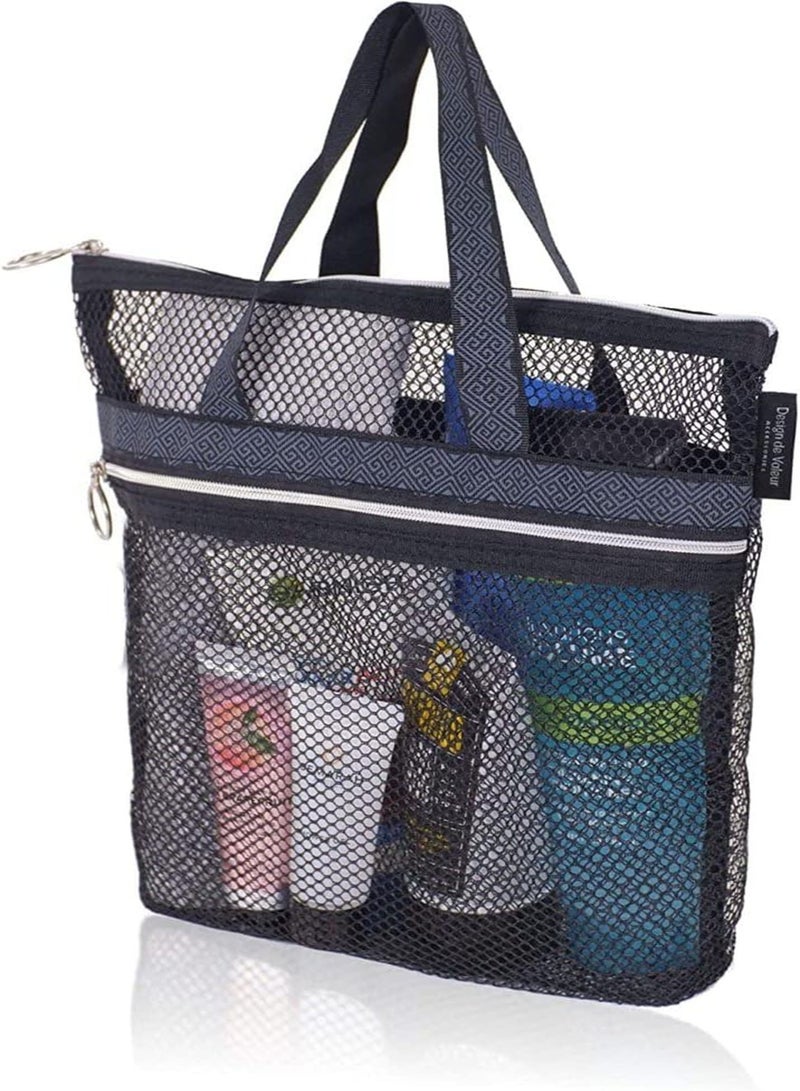 GGOOT Mesh Shower Bag Quick Dry Shower Caddy Mesh Bags with Zipper and Pockets Toiletries Bag Shower Tote for Men Women 26 x 25 x 8cm  - Image 1
