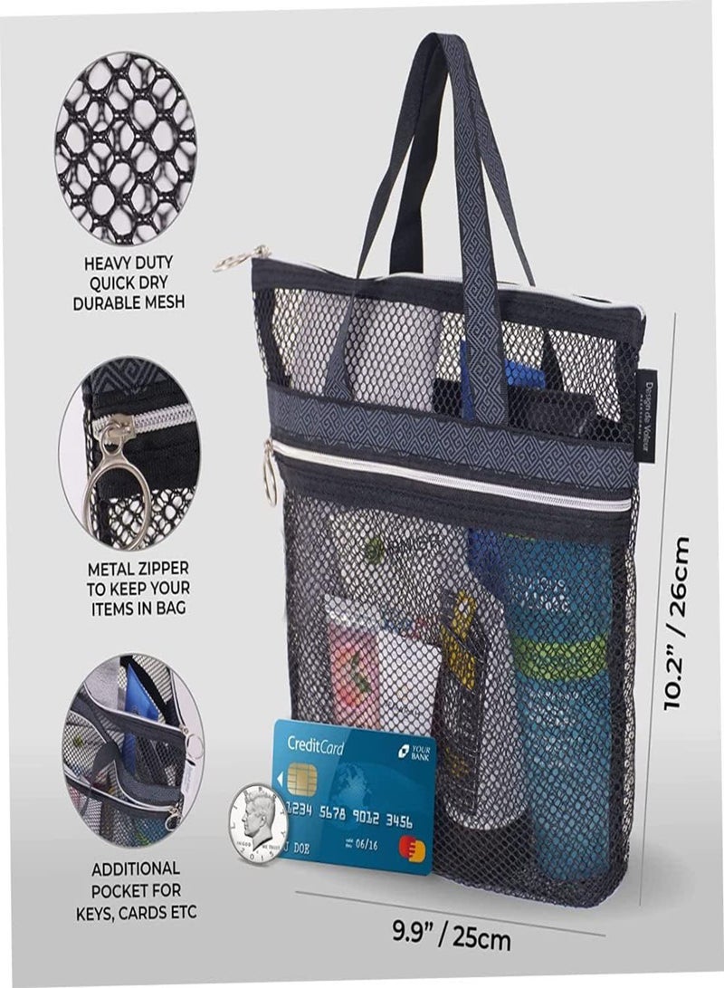 GGOOT Mesh Shower Bag Quick Dry Shower Caddy Mesh Bags with Zipper and Pockets Toiletries Bag Shower Tote for Men Women 26 x 25 x 8cm  - Image 3