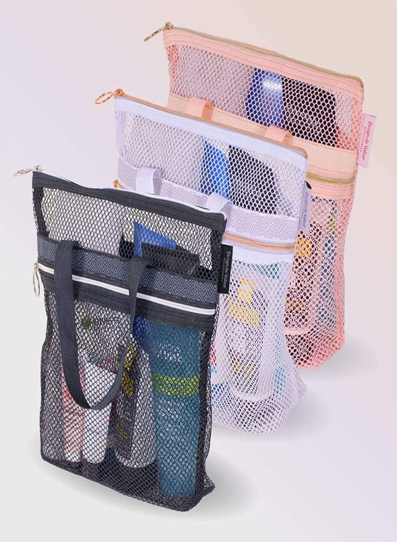 GGOOT Mesh Shower Bag Quick Dry Shower Caddy Mesh Bags with Zipper and Pockets Toiletries Bag Shower Tote for Men Women 26 x 25 x 8cm  - Image 5