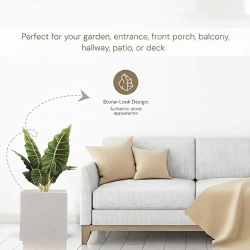 Go Hooked 10 Inch Cube Planter for Plants | Large Polymer Flower Pot for Balcony, Terrace, Home Décor, Indoor & Outdoor Gardening Balcony Terrace Home Décor | UV Resistant Durable Planter Pot (White) - Image 4