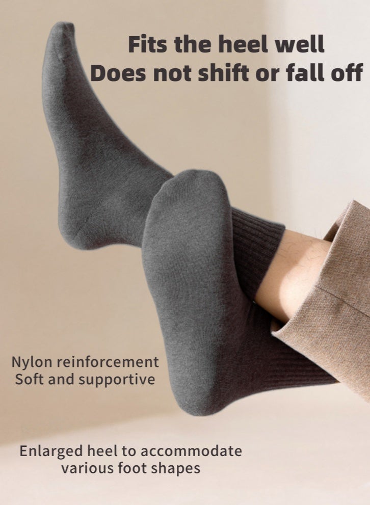 Lullaxx 5-Pack 100% Cotton Mid-calf Socks , Breathable, Comfortable, Odor-Free, Men'S Winter Socks (2 Gray + 3 Black) - Image 4