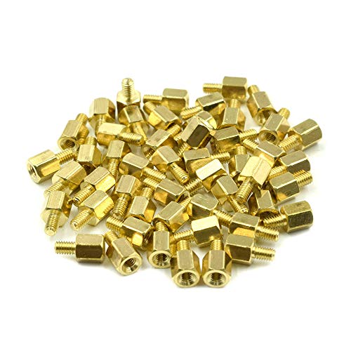 Tsnamay M2.5 x 5mm + 4mm Male to Female Thread Brass Hexagon Hex Standoff Spacer Pillars - (50 Pcs) - Image 5