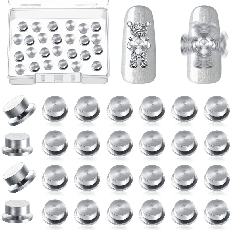 Leelosp 30 Pieces Spinning Nail Charms Nail Art Rotating Charm Bearing Art Tool Rings Jewelry Rotating Tools 3D for Women Girls Crafting Jewelry Accessories(Silver,0.16 x 0.2 x 0.1 Inches) - Image 1